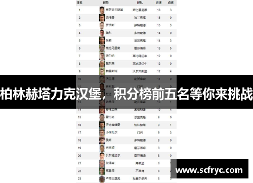 柏林赫塔力克汉堡，积分榜前五名等你来挑战